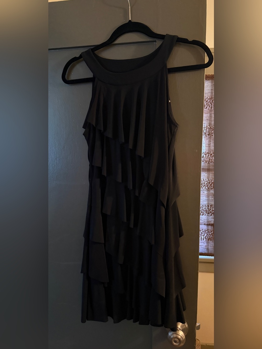 White House Black Market Black Ruffled Midi Dress